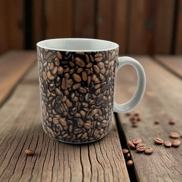 STARBUCKS 2007 Coffee Bean Design 16 OZ Ceramic Coffee Mug - Picture 1 of 8